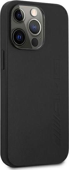 Productafbeelding Mercedes AMG AMHCP14LDOLBK iPhone 14 Pro 6.1" czarny/zwart hardcase Leder Hot Stamped (Apple iPhone 14 Pro)