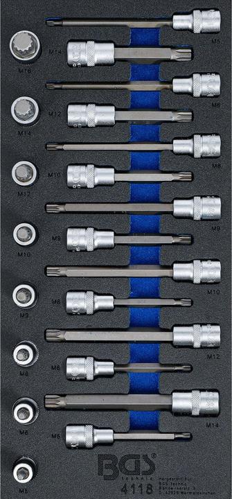 Actual product image BGS Tool Tray 1/3: Bit Socket Set 12.5 mm (1/2") Spline (for XZN) 22 pcs.
