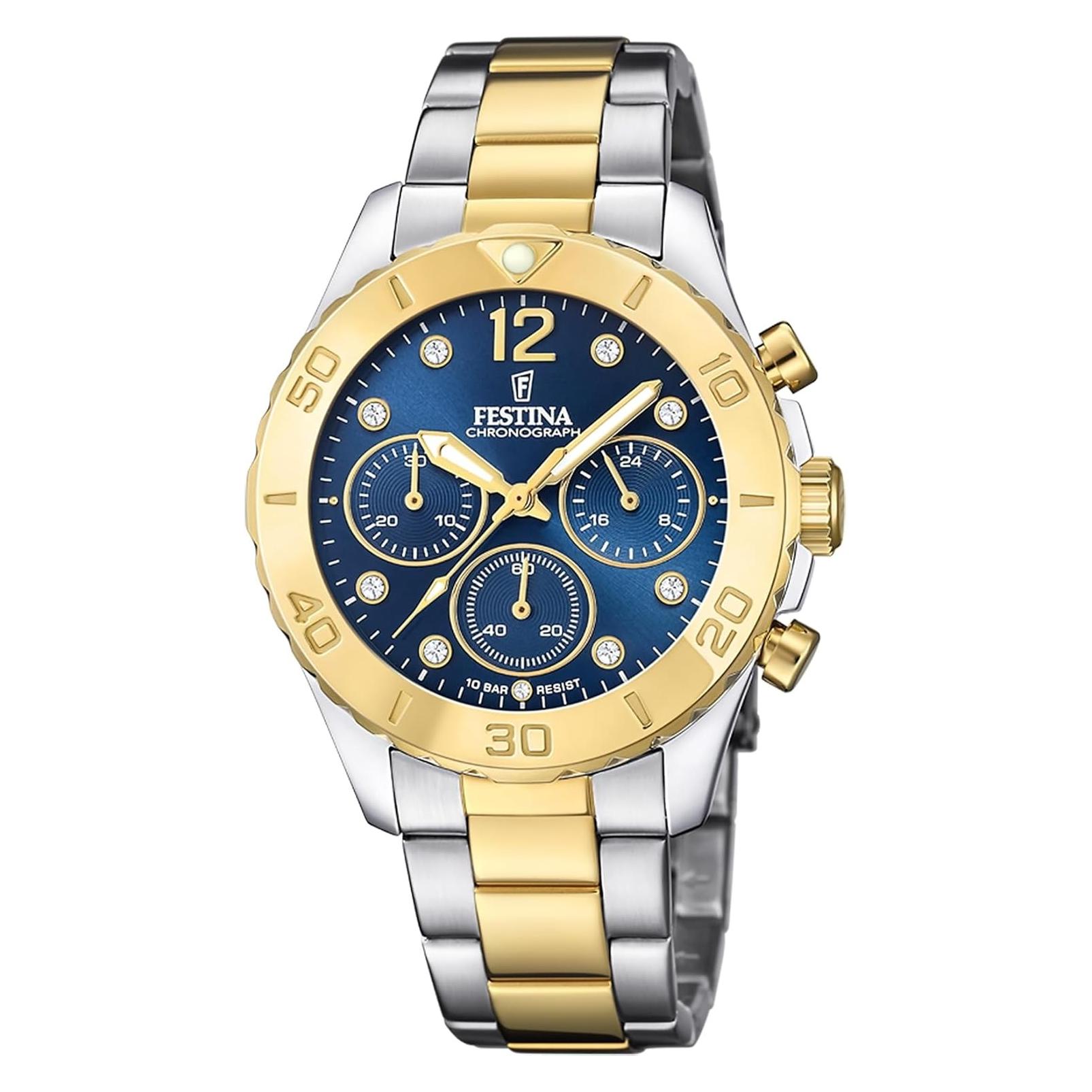 Festina, Armbanduhr, Boyfriend Collection 20604/3, Gold, Silber, (Chronograph, 39 mm)
