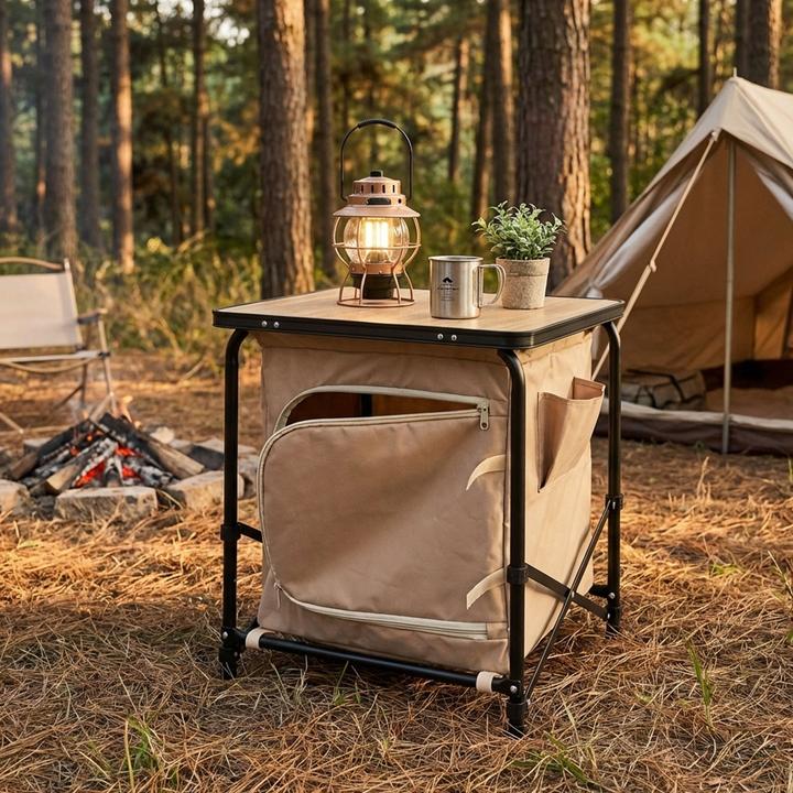 Produktbild Redcliffs Camping Faltschrank, beige-schwarz, Camping-Küchenbox