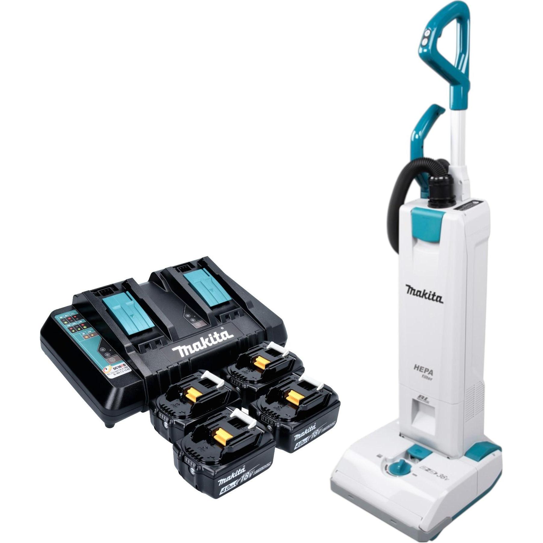 Makita, Aspiratore industriale, DVC 560 PM4 Akku Staubsauger 36 V ( 2x 18 V ) 5 l Brushless + 4x Akku 4,0 Ah + Ladegerät (Aspirapolvere)