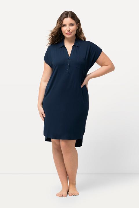 Immagine prodotto Ulla Popken Camicia da notte dal taglio oversize con collo da camicia, scollo a V e mezze maniche (62)