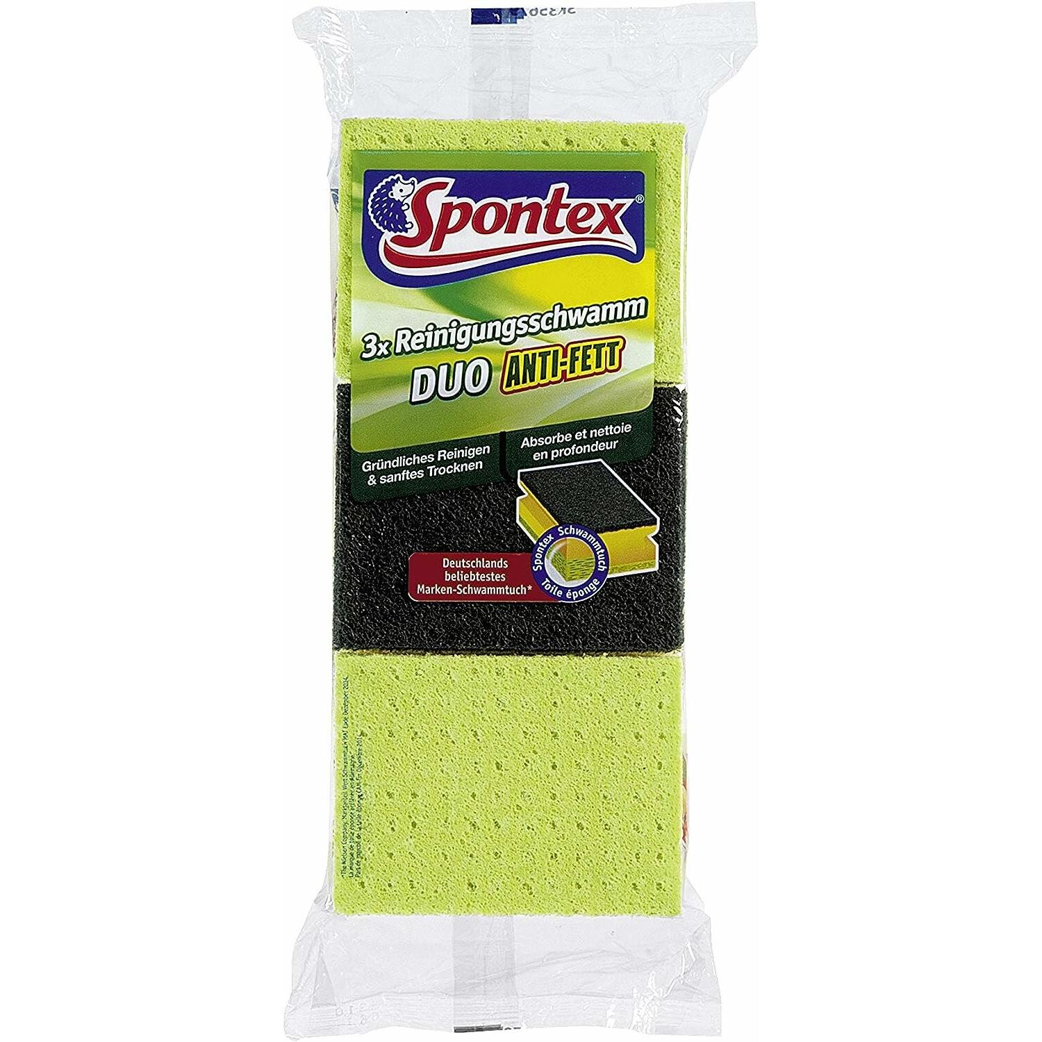 Spontex Spugne DUO ANTI-FETT, 3 pezzi., Utensili pulizia