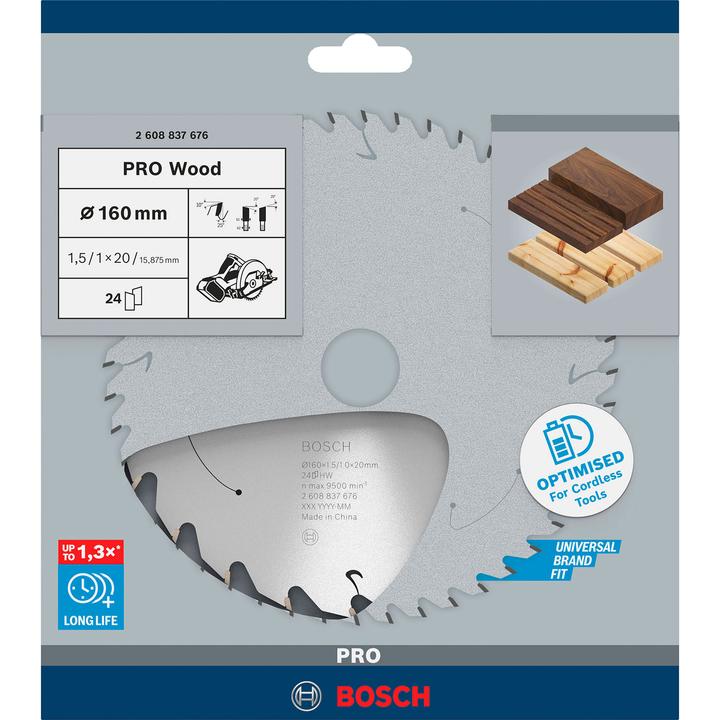 Produktbild Bosch Professional Zubehör PRO Wood cordless Kreissägeblatt, 160 x 1,5 x 20 mm