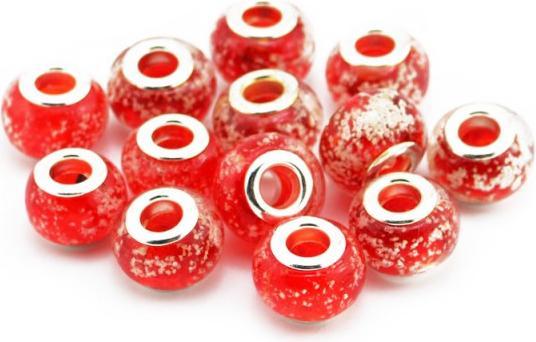 Produktbild Hermex Glas Bead Perle versilbert 925 - Rot (Glas, Silber 925)