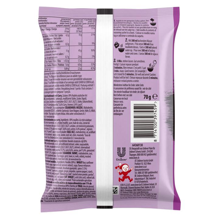 Image du produit Knorr Asia Noodles Curry, Nouilles asiatiques en sachet, prêtes en 3 minutes seulement (70 g)