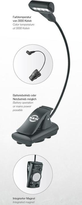 Produktbild K&M 12274 Notenpultleuchte »4 LED T-Model FlexLight«