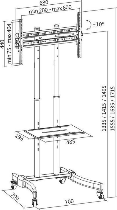 Actual product image LogiLink TV Stand (40 kg, 37" - 70")