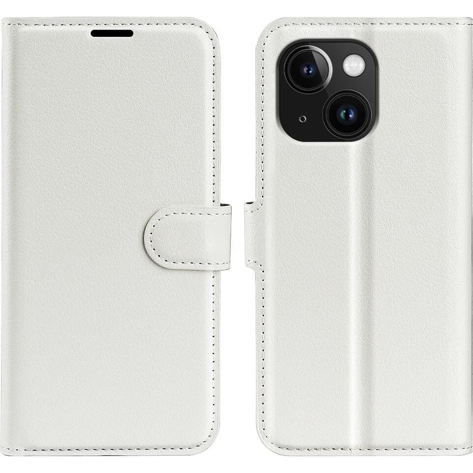 Cover-Discount iPhone 15 - Leder Etui Hülle weiss (Apple iPhone 15), Smartphone Hülle, Weiss