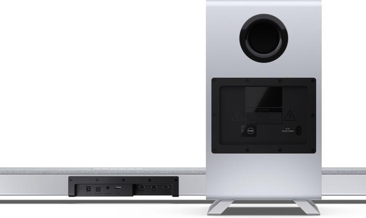 Actual product image Sharp Speakers HT-SBW55121(SL) Q 5.1.2 Dolby Atmos/ DTS:X Soundbar with Wireless Subwoofer, Silver | (114 W, 5.1.2 Channel)
