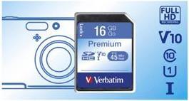 Image du produit Verbatim Carte SDHC Classe 10 Premium (16 Go, SDHC, U1, UHS-I)