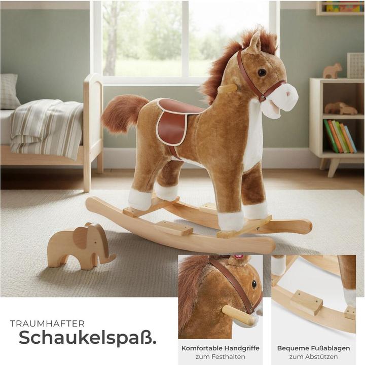 Image du produit tectake Cheval à bascule en peluche, design de haute qualité, à partir de 24 mois