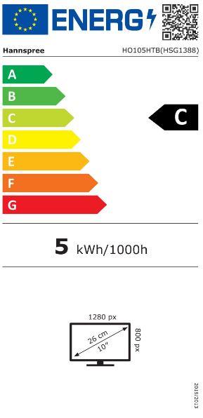 Label énergétique Hannspree HO105HTB -Touch HDMI (1280 x 800 pixels, 10.10")