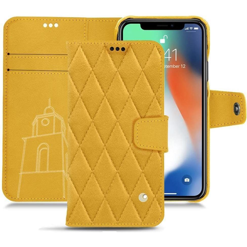 Noreve Lederschutzhülle Wallet (Apple iPhone XS Max), Smartphone Hülle, Orange