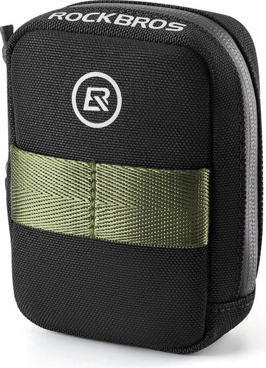 Rockbros Mini Saddle Bag with CO2 Cartridge Holder - Black/Green (Saddle bag)