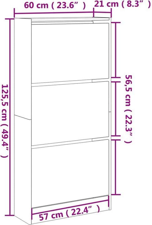 Image du produit vidaXL Nalani (60 x 21 x 125.5 cm)