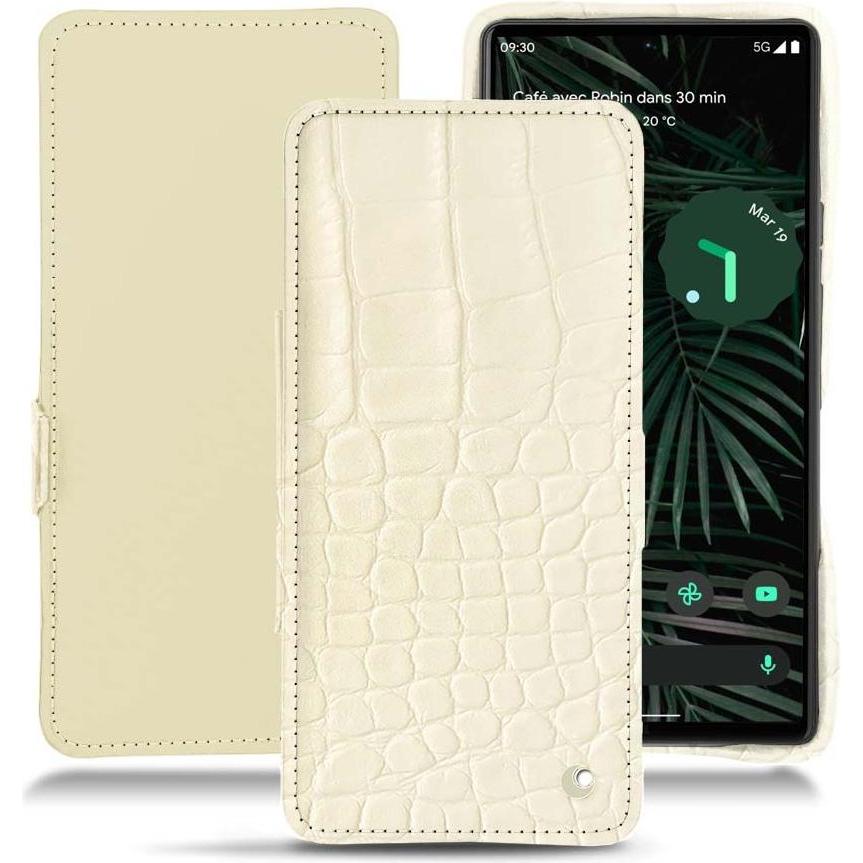Thumbnail - Noreve Lederschutzhülle horizontal (Google Pixel 6 Pro, Google Pixel 5), Smartphone Hülle, Weiss