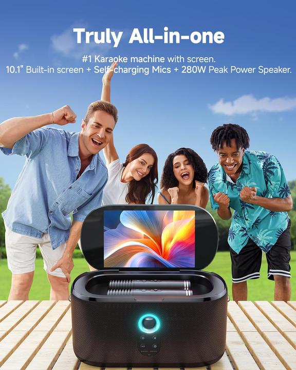 Actual product image Ikarao Karaoke-Maschine mit 2 kabellosen Mikrofonen