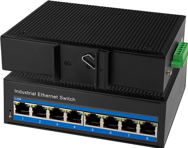 Actual product image LogiLink NS203P Industrial Gigabit Ethernet Switch 8-Port 10/100/1000 Mbps with PoE DIN Rail Mo (8 ports)