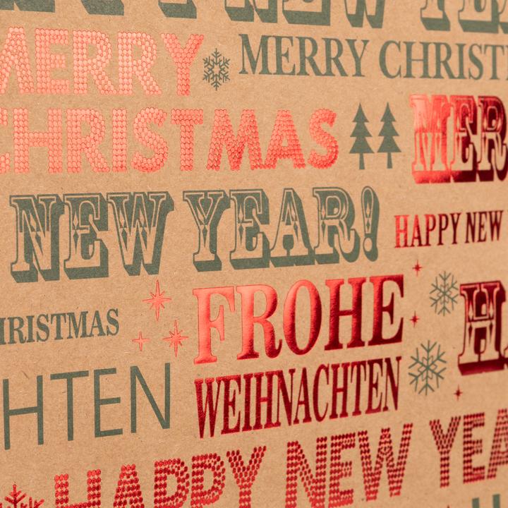 Produktbild Idena Papiertasche Frohe Weihnachten / Happy New Year 25x33x12cm Kraftpapier 140g/m²