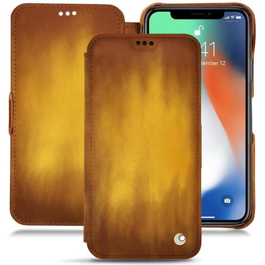 Noreve Lederschutzhülle horizontal (Apple iPhone XS Max), Smartphone Hülle, Gold