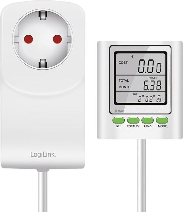 Immagine prodotto LogiLink Misuratore di costi energetici con calcolo delle emissioni di CO2 e cavo di prolungamento