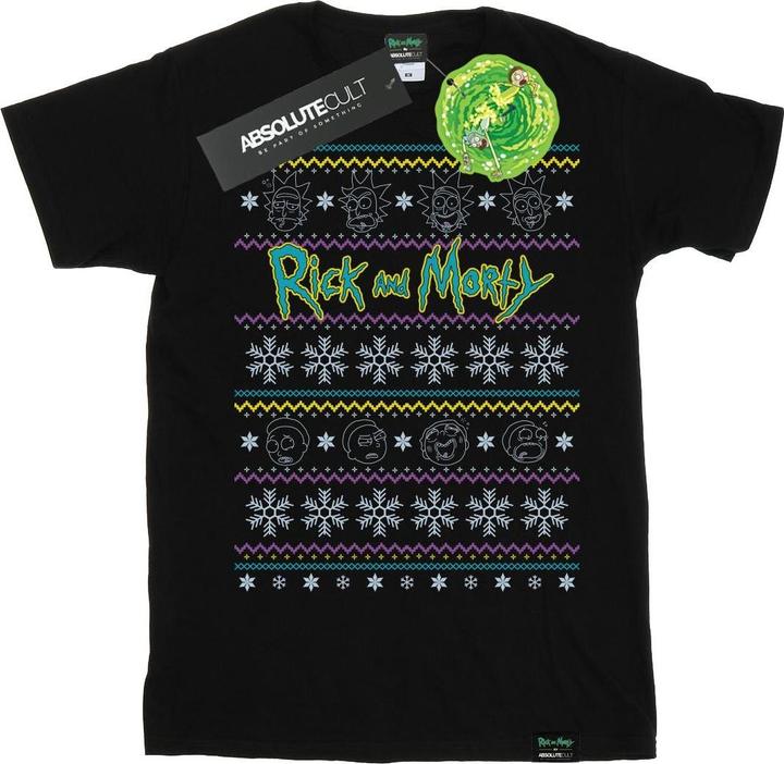 Actual product image Rick And Morty Womens/Ladies Christmas Faces Cotton Boyfriend T-Shirt (S)