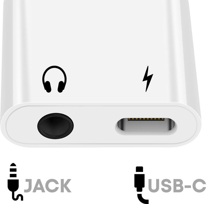 Actual product image Akashi USB-C audio charging adapter (3.5mm jack, USB-C, USB-C)