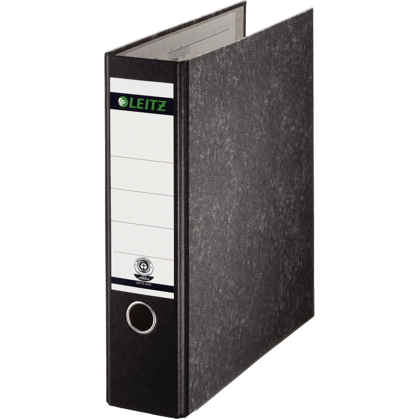Leitz, Ordner, Wolkenmarmor-Ordner, 180 Grad, DIN A4, 80 mm, schwarz Einband aus Pappe, aussen mit Wolkenmarmo (A4, 80 m...