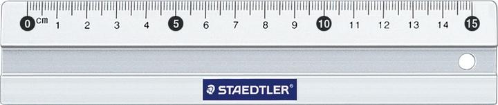Produktbild Staedtler Metall-Lineal, aus Aluminium, 150 mm lang Millimeter-Skalierung, geprägte Teilung, Tuschekante (15 cm, Aluminium)