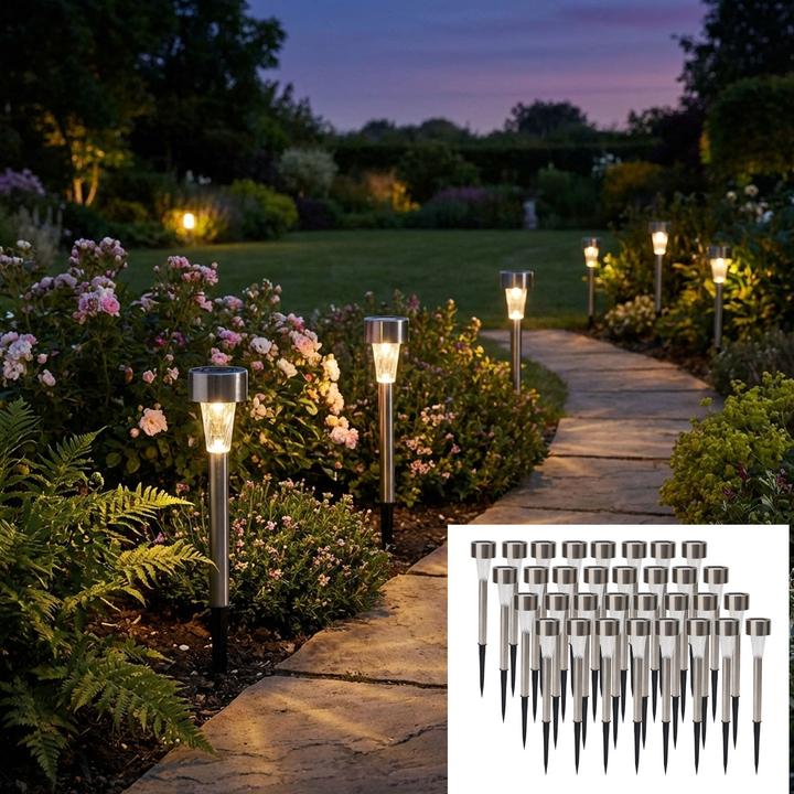 Actual product image Casativo Mini LED solar lamps, 32 pieces with ground spike & twilight sensor, IP44 (IP44)