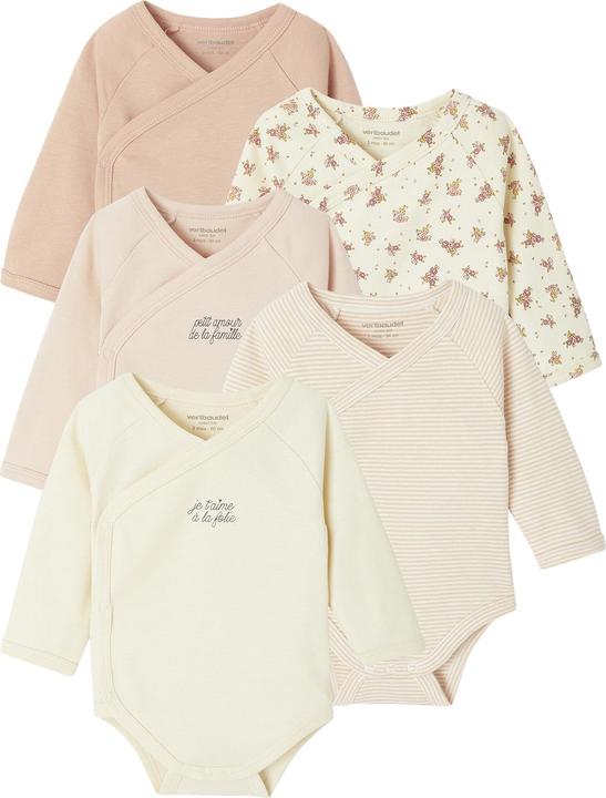 Image du produit Vertbaudet Bio-Kollektion: 5er-Pack Baby Wickelbodys mit langen Ärmeln (68)