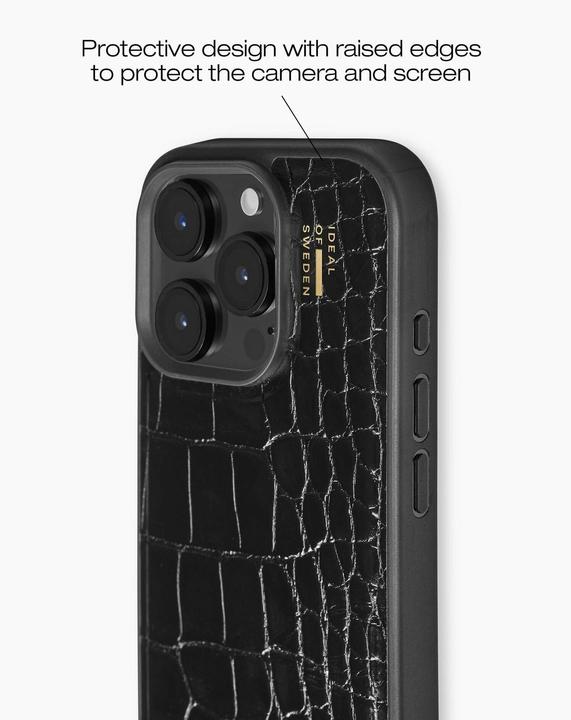 Image du produit iDeal Of Sweden Magsafe Designer Hard-Cover Vegan Leather Black Croco (Apple iPhone 16 Pro Max)