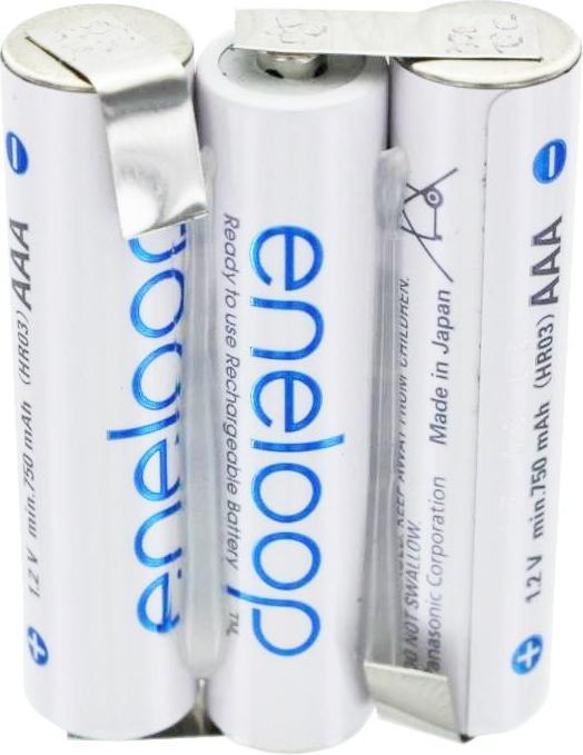 Actual product image Panasonic Eneloop AAA nebeneinander mit Lötfahnen (3 pcs., AAA, 800 mAh)
