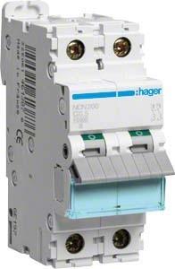 Produktbild Hager HAG NCN200 LS-Schalter 2P 10kA C-05A 2M