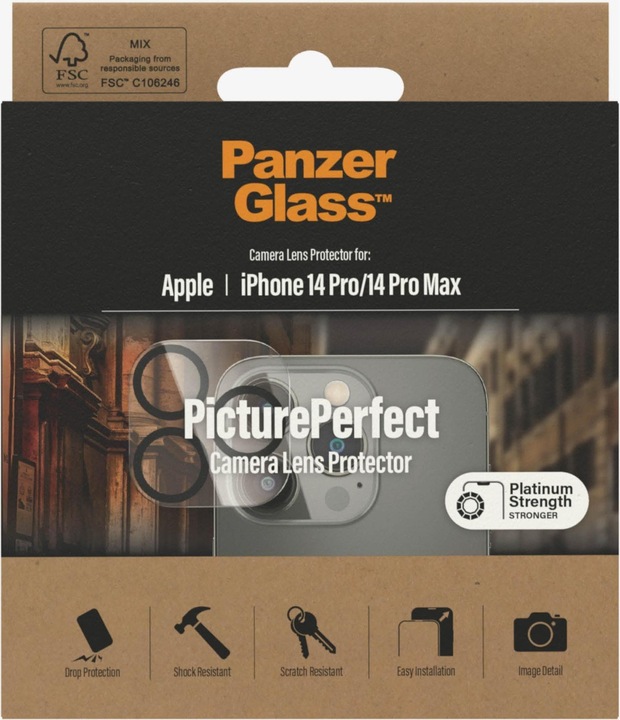 Productafbeelding PanzerGlass Camerabeveiliging iP 6,1/6,7 inch Pro 2022 (1 Stuk, Apple iPhone 14 Pro Max, Apple iPhone 14 Pro)