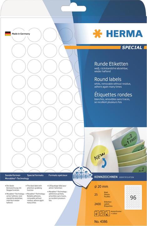 Productafbeelding HERMA A4 verwijderbare etiketten