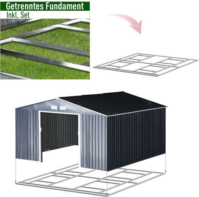 Actual product image Swisshandel24 Garden shed with foundation Garden shed Metal shed Charcoal grey 340 x 386 x 200