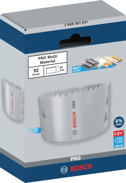 Actual product image Bosch Professional Zubehör PRO Multi material hole saw, 92 mm, with thread (92 millimetres)