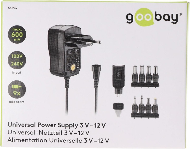 Produktbild Goobay 3 V - 12 V Universal-Netzteil