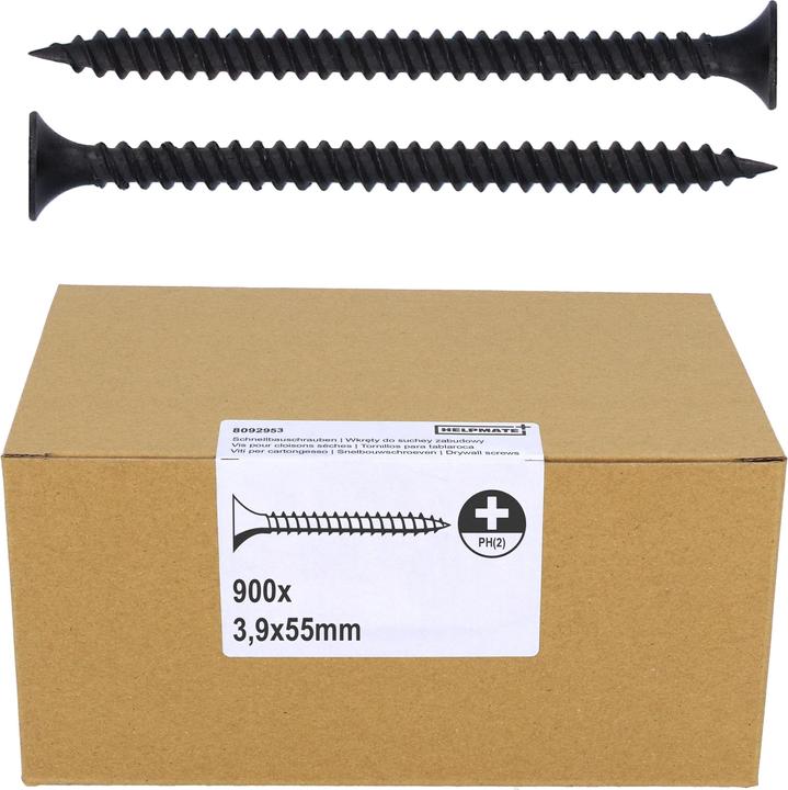Produktbild Helpmate Schnellbauschraube 3,9x55, phosphatiert, PH-Antrieb, 900 Stück (900 Schrauben pro Stück)