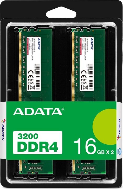 Immagine prodotto Adata DDR4 32GB 3200-22 K2 Premier a doppio vassoio (2 x 16GB, 3200 MHz, DDR4-RAM, DIMM)