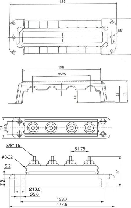 Actual product image Victron Energy Busbar 600A 4P M10 + cover (Terminal strips)