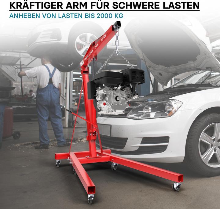 Produktbild Wiltec Motorheber Werkstattkran Hydraulisch Doppelpumpe 2000 kg Getriebeheber Hebekran