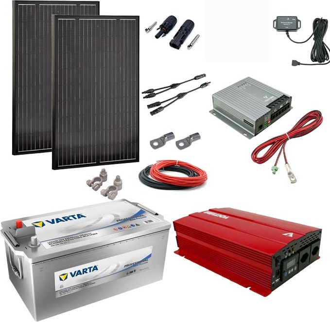 Voltima Solaranlage Set 220W mit Batterie 240Ah (EFB) und 1000W Wechselrichter (1000 W)