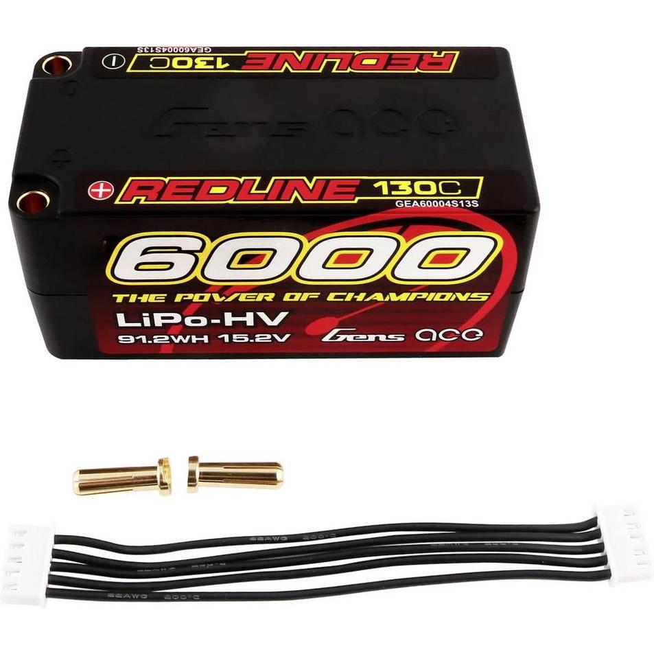 Gens Ace Redline Series 6000mAh 15.2V 130C 4S2P HardCase 69 HV LiPo Battery (15.20 V, 6000 mAh)