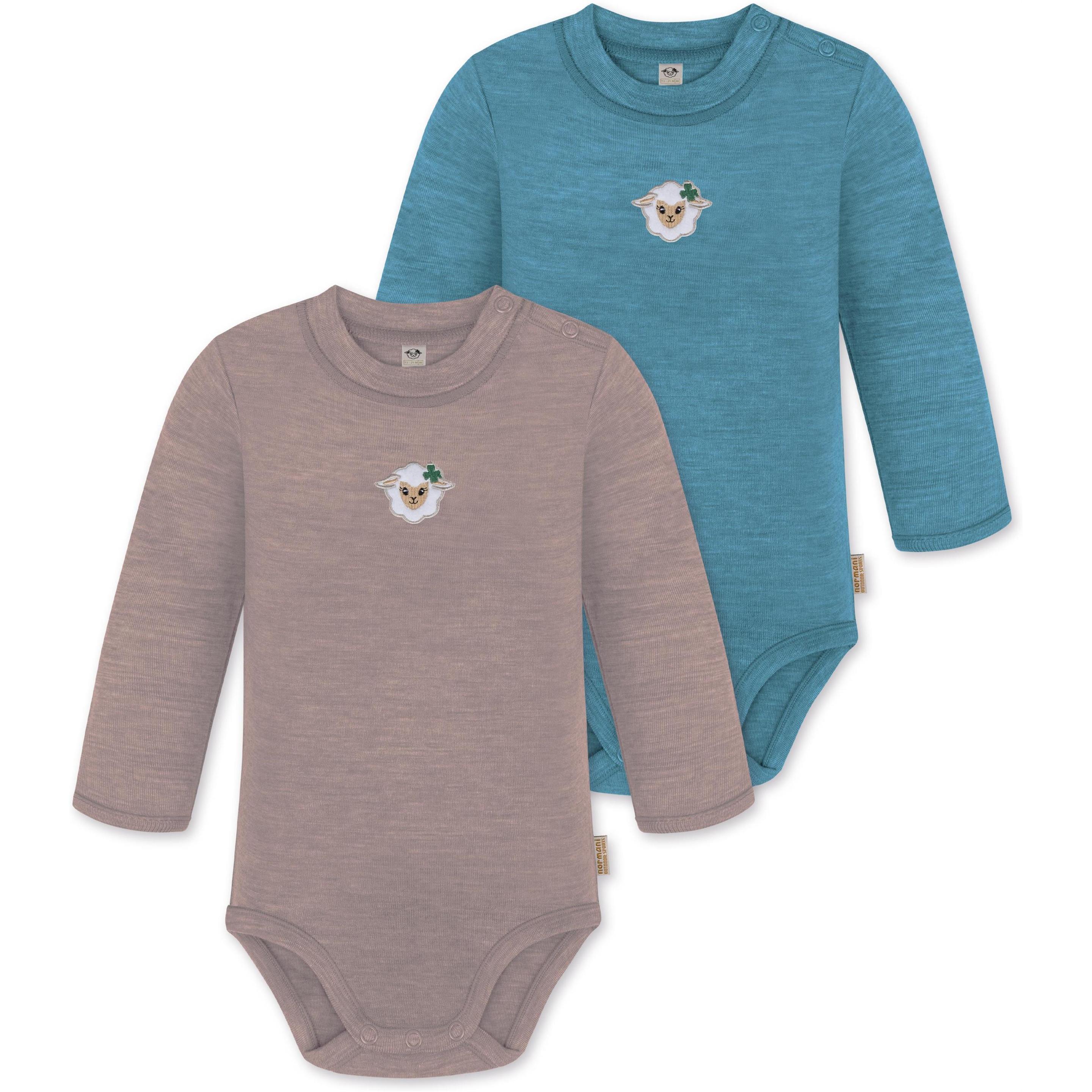 Normani, Herren, Body, 2er Pack Baby Merino Langarmbody „Tuai" - 9401, Rosa, (74)