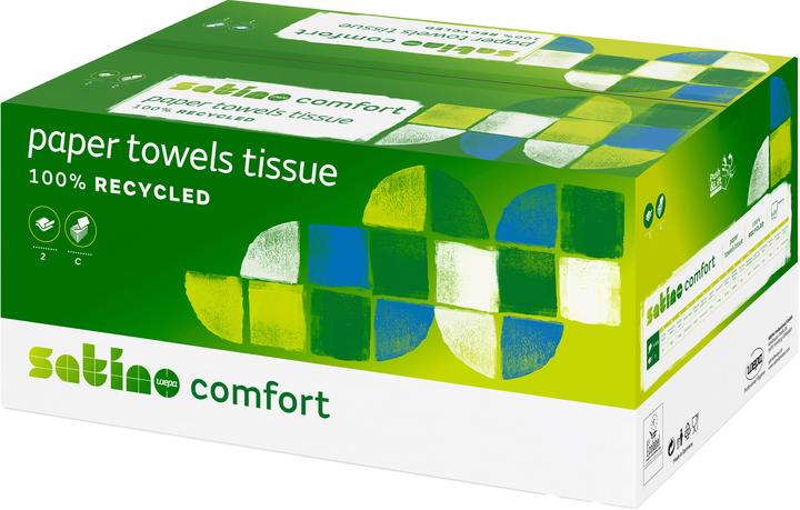 Productafbeelding Wepa Comfort Towel Paper - 277420 - PT3 compatible - 3072 vellen - 2-laags - 100% Recycl. (1 x)