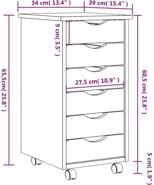 Produktbild VidaXL Shelton (34 x 39 x 65.5 cm)
