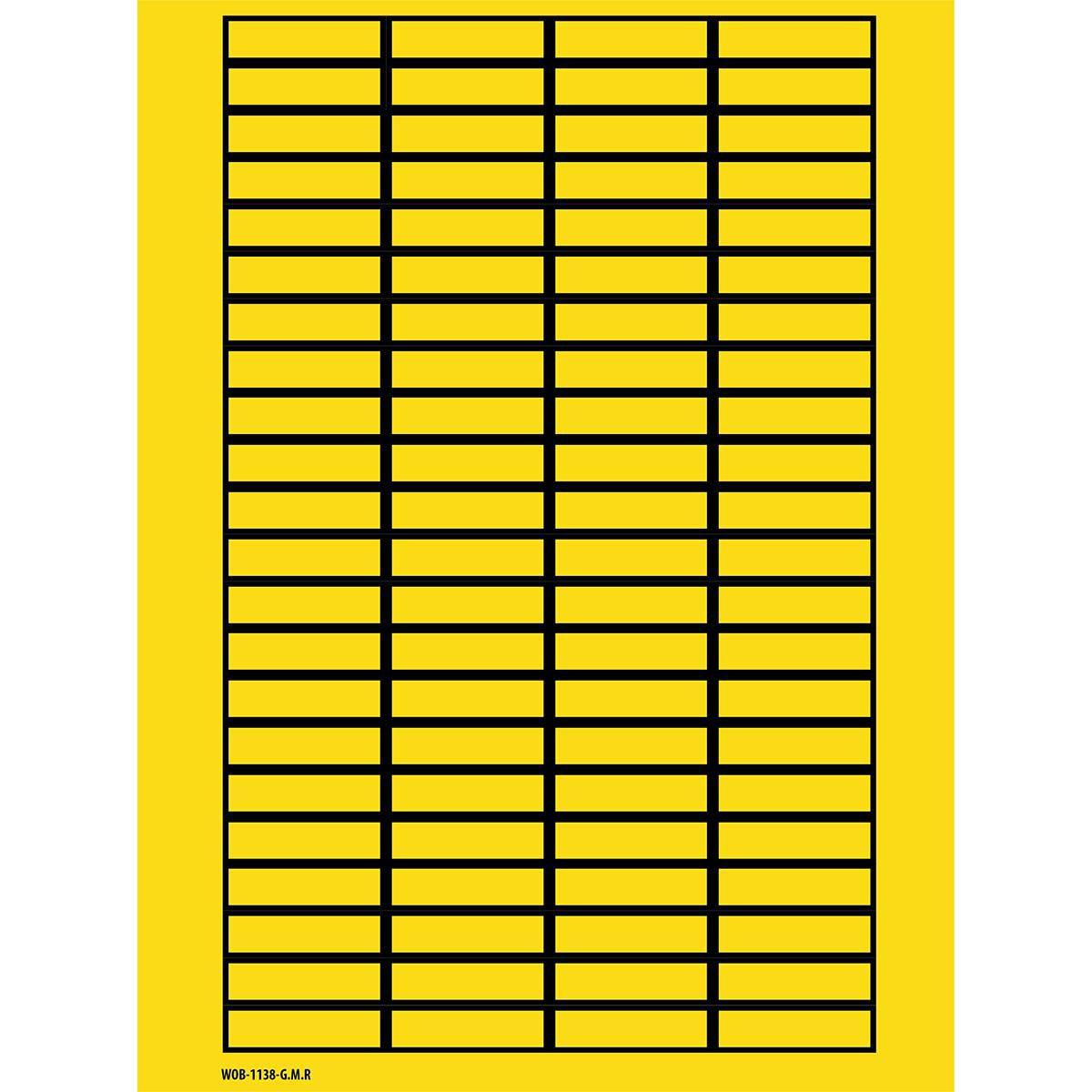 Brady, Etiketten, B-500, WOB-1138-G.M.R., BESCHRIFTBARE Etiketten, Vinylgewebe, Gelb mit schwarzem Rand, 11 x